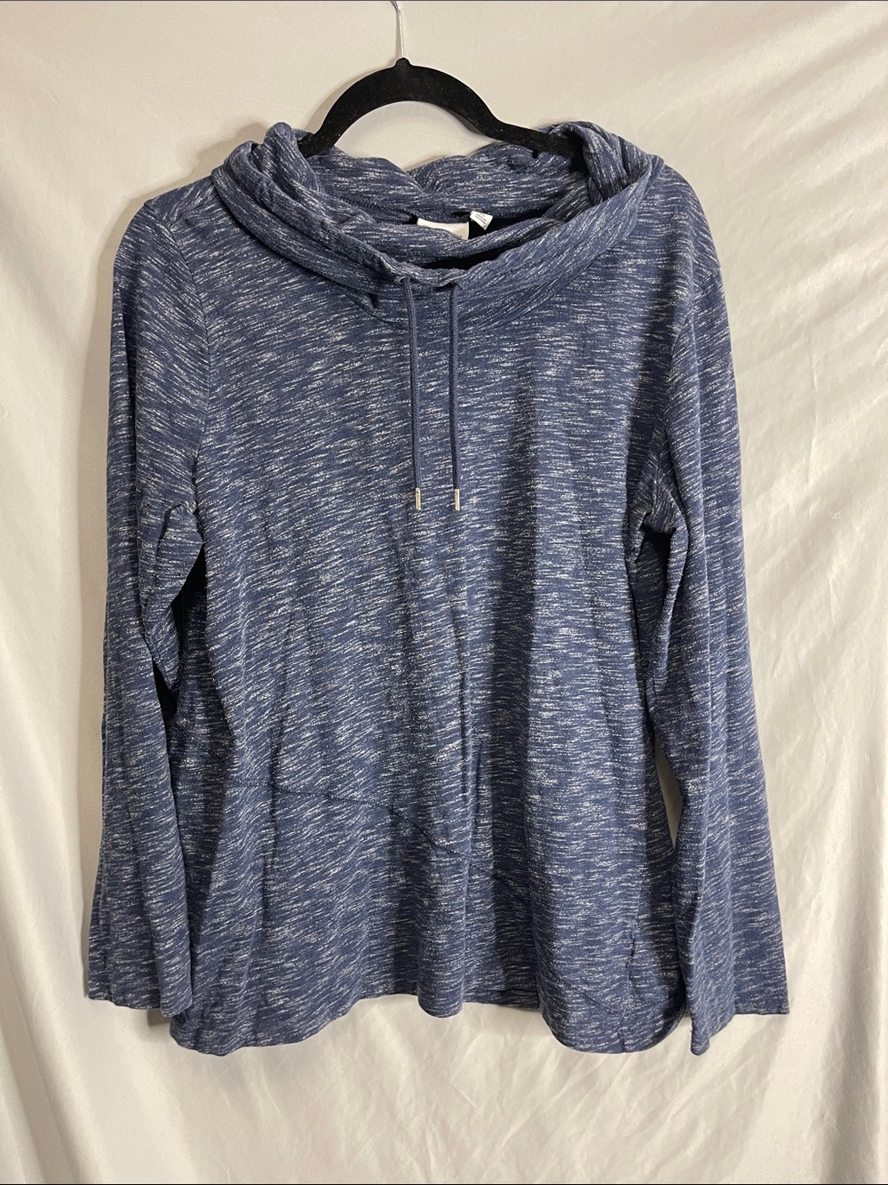 Kim Rogers Blue Space-Dye Cowl Neck Pullover
